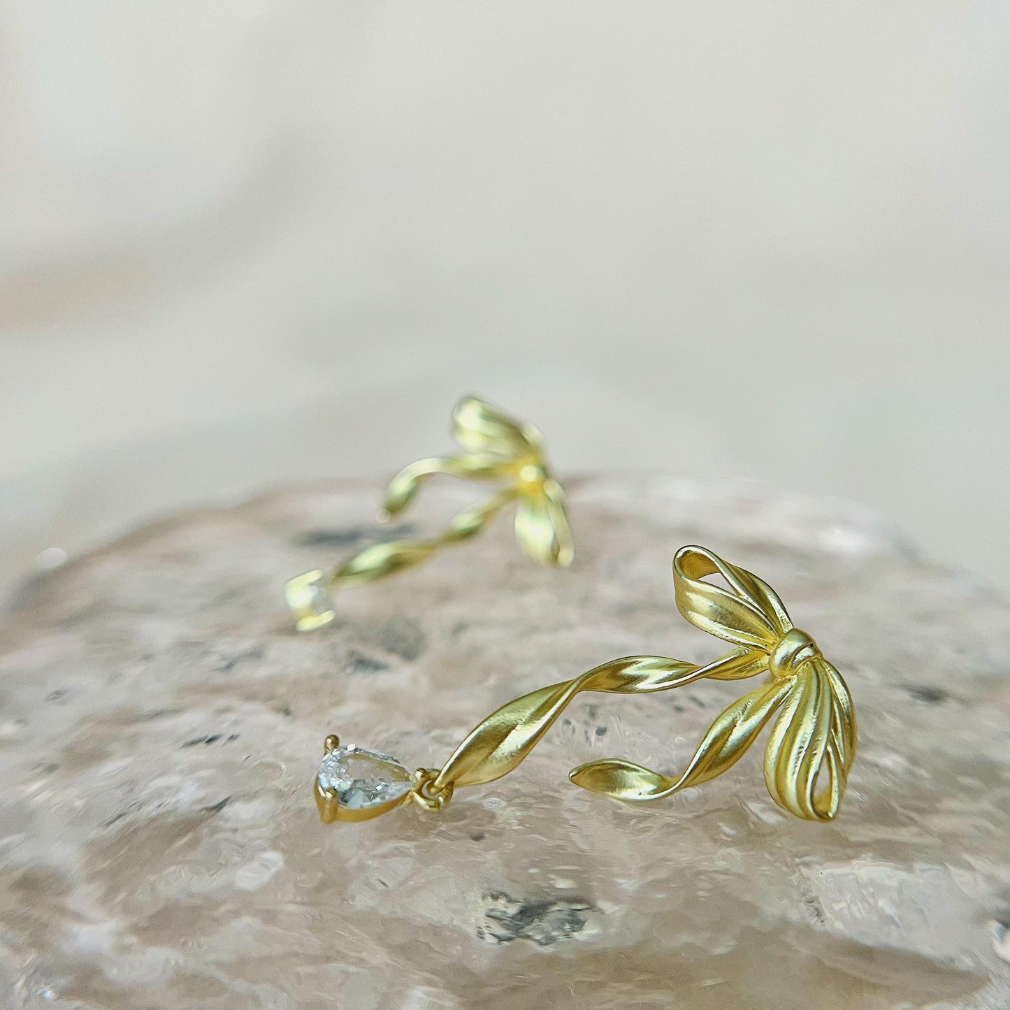 Sugar Ballet Bow Gold Earrings