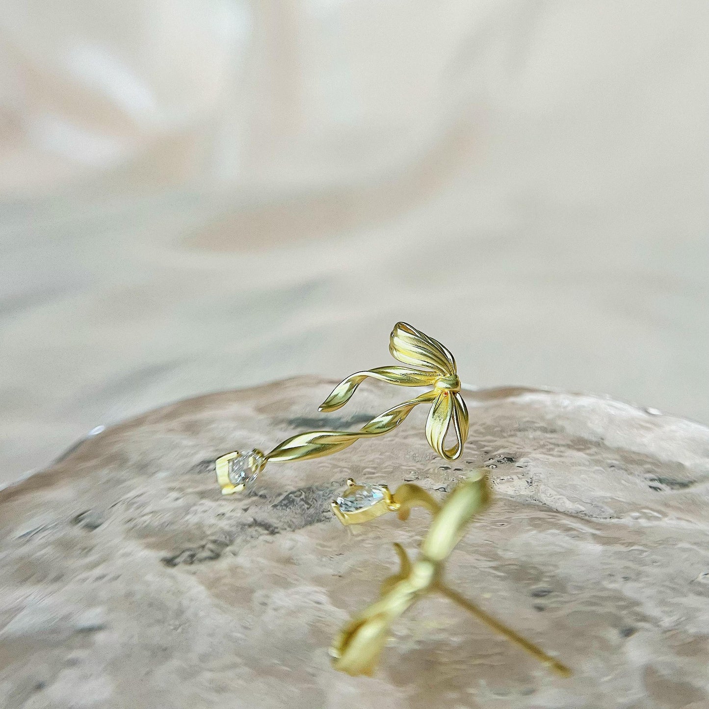 Sugar Ballet Bow Gold Earrings