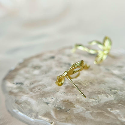 Sugar Ballet Bow Gold Earrings