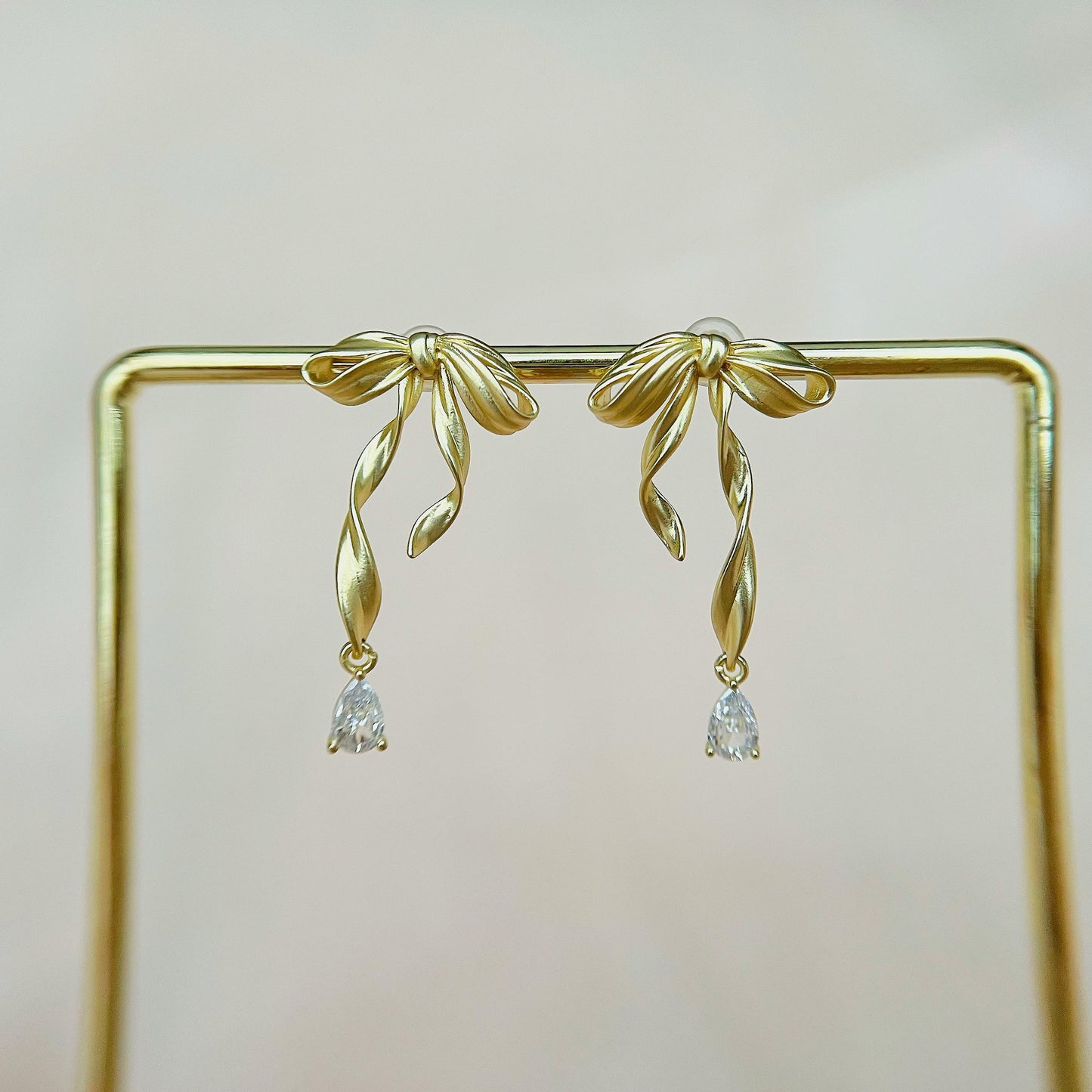Sugar Ballet Bow Gold Earrings
