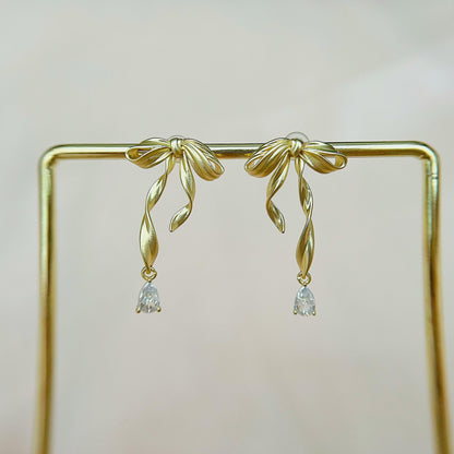 Sugar Ballet Bow Gold Earrings