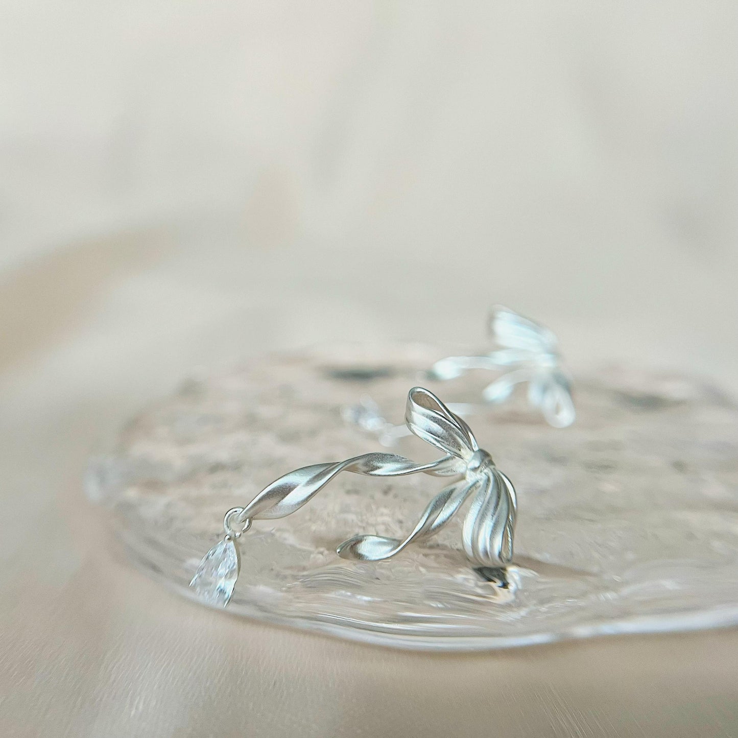 Sugar Ballet Bow Silver Earrings