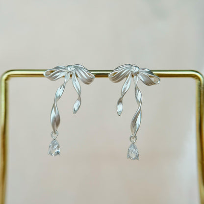 Sugar Ballet Bow Silver Earrings
